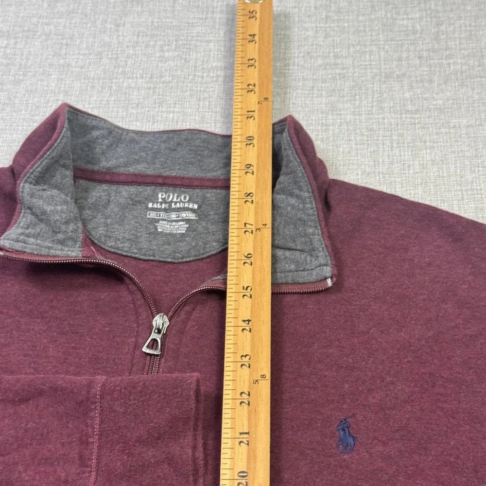 Polo Ralph Lauren 1/4 Zip Sweatshirt Mens 2XL Red Mock Neck Pockets Tagless